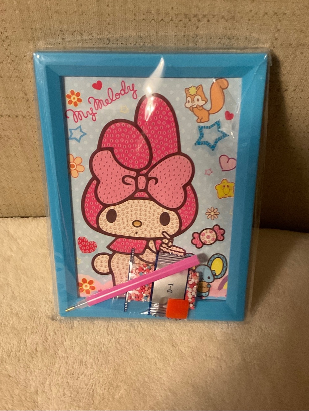 Sanrio My Melody Diamond Art Frame - Blue Frame with Pink Accents
